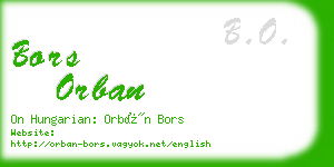 bors orban business card